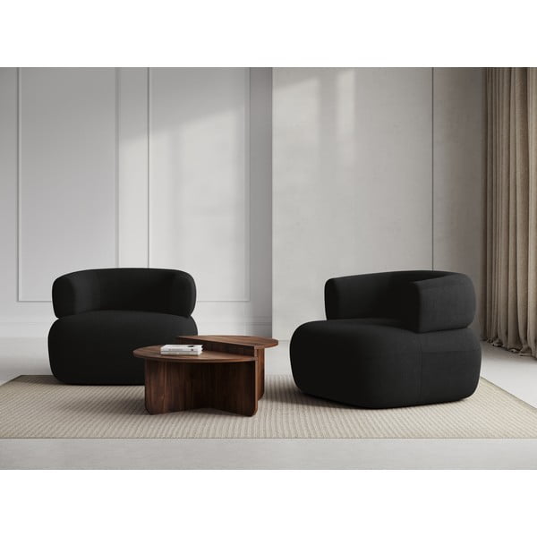 Черно кресло от плат букле Jenny – Micadoni Home-image-1