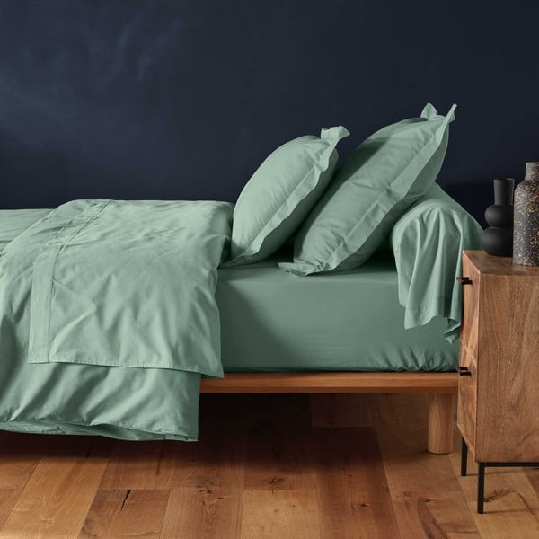Светлозелен еластичен памучен чаршаф 160x200 cm Lina – douceur d'intérieur-image-1