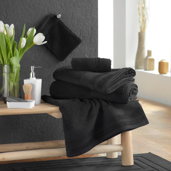 Черна памучна кърпа от тери 50x90 cm Tendresse – douceur d'intérieur-image-2