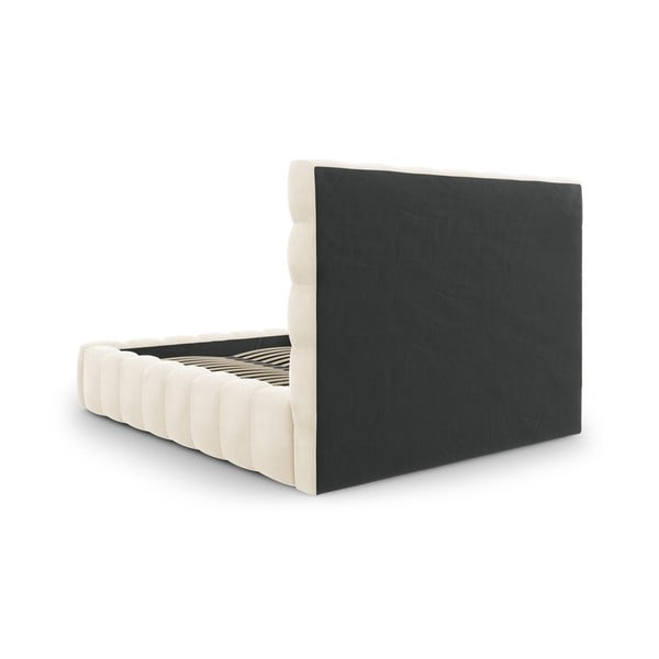 Бежово тапицирано двойно легло с място за съхранение и решетка 160x200 cm Bali - Cosmopolitan Design-image-4