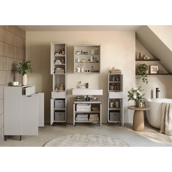 Кремав висок шкаф за баня 60x97 cm Arcena – Germania-image-4