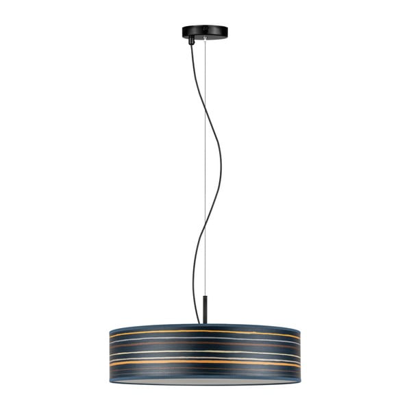 Тъмносиня висяща лампа с абажур от естествен фурнир Ocho - Bulb Attack