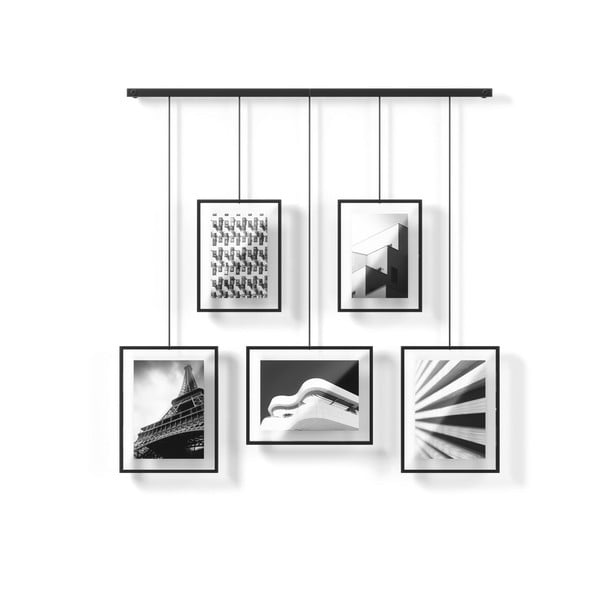 Черни метални рамки за стена в комплект от 5 броя 79x43 cm Exhibit - Umbra
