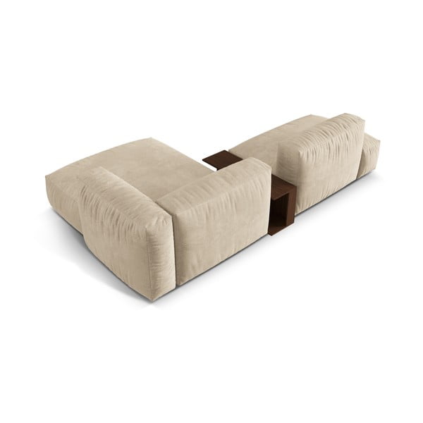 Бежов кадифен модулен ъглов диван (десен ъгъл) Martina – Micadoni -image-3