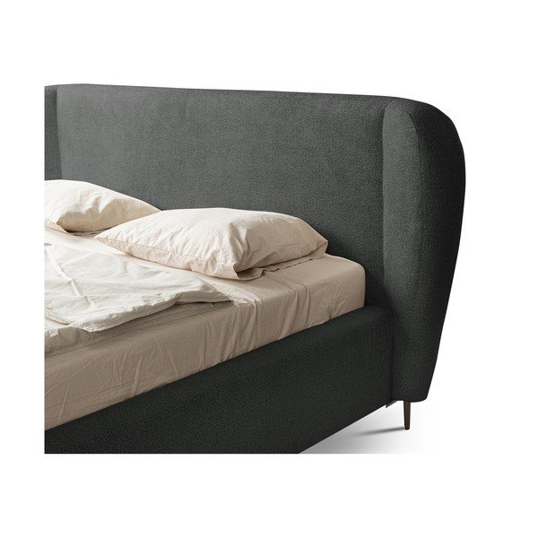 Тъмносиво двойно тапицирано легло с включена подматрачна рамка 160x200 cm Makana – Makamii-image-4