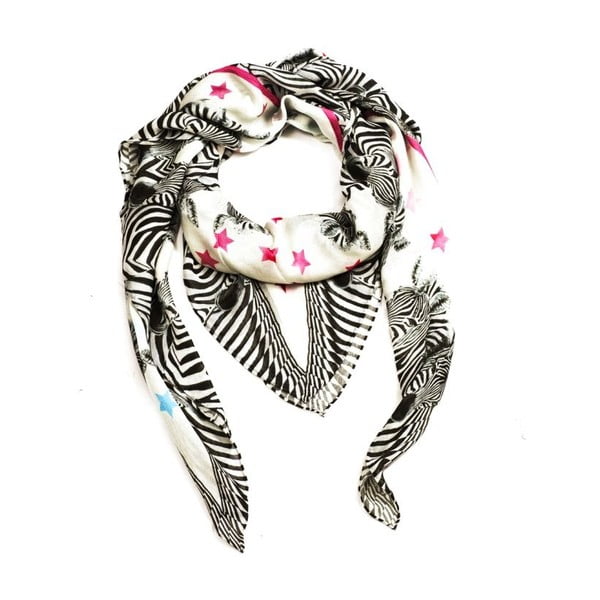 Vlněný šátek s kašmírem Zebra, 130x130 cm