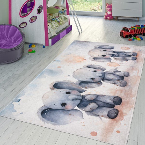 Светлосив детски килим 100x160 cm Baby Elephants – Vitaus-image-1