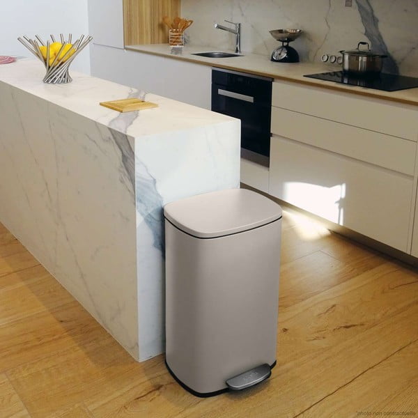 Кафяво-сиво стоманено кошче за боклук с педал 50 l   Akira – Spirella-image-1