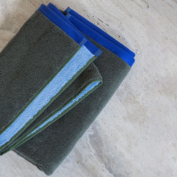 Тъмнозелена/синя кърпа от органичен памук от тери 50x90 cm Soft – Mette Ditmer Denmark-image-3