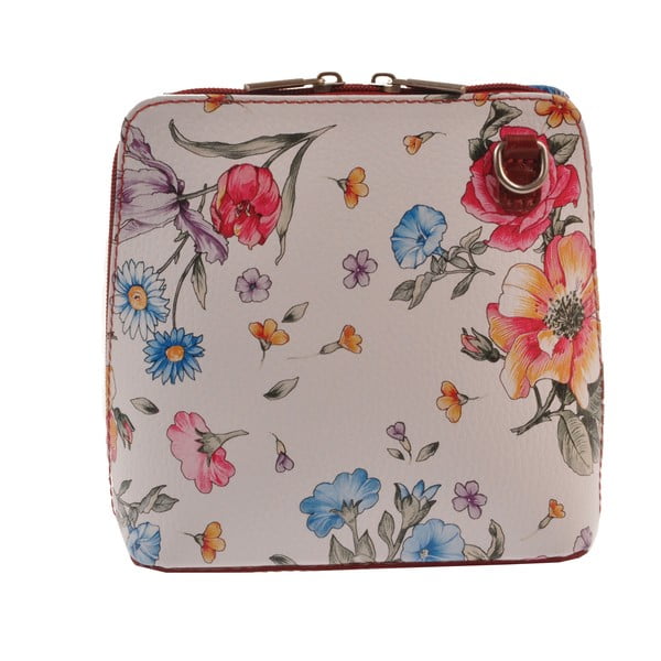 Květinová kožená kabelka Florence Bags Vaire, bordo zip