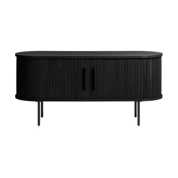 Черна телевизионна масичка от дъб 120x56 cm Nola - Unique Furniture