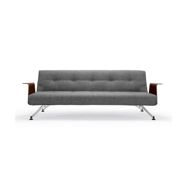 Сив разтегателен диван с дървени подлакътници Clubber Twist Charcoal, 92 x 233 cm - Innovation
