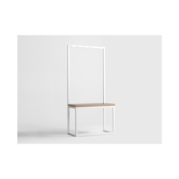 Бяла закачалка за дрехи с пейка , широчина 75 см Next - CustomForm-image-4