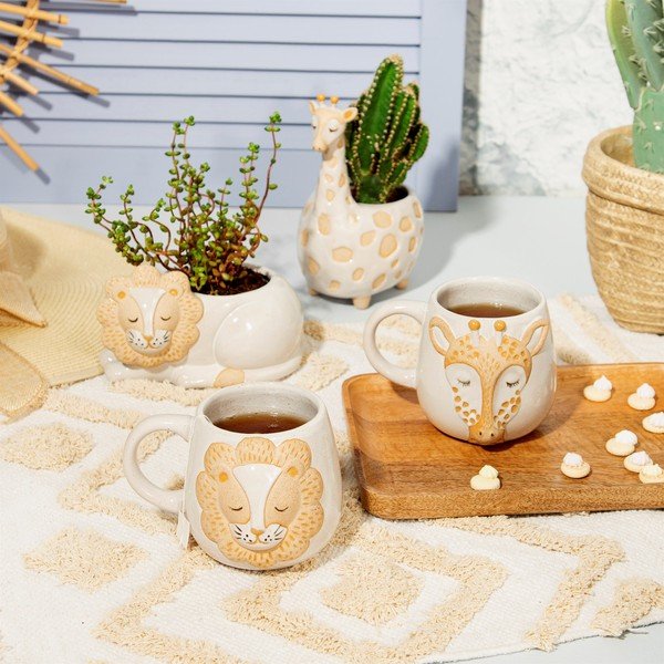 Бяло-бежова чаша , 350 ml Leo Lion - Sass & Belle-image-1