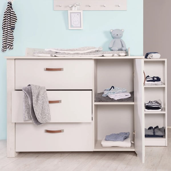 Бял нисък скрин с маса за преповиване 126x99 cm Mila - Roba-image-1