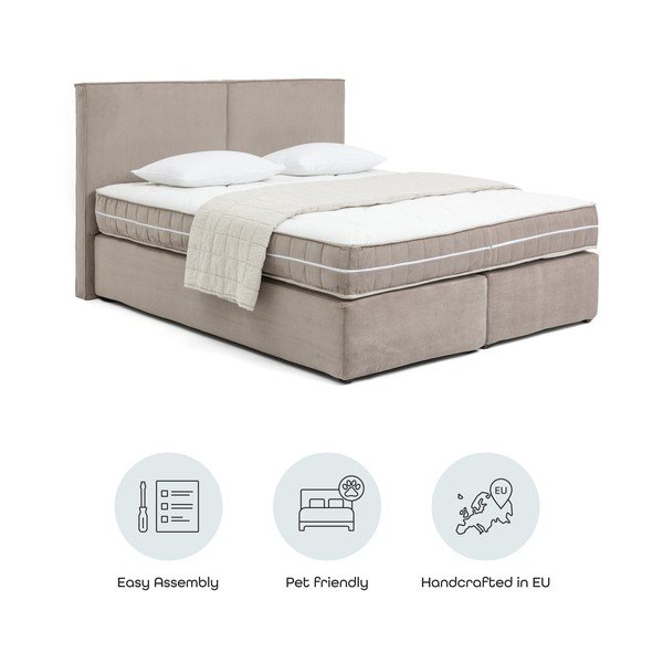 Боксспринг легло в кафяво-сив цвят 160x200 cm Olia Bold – Bonami Selection-image-4