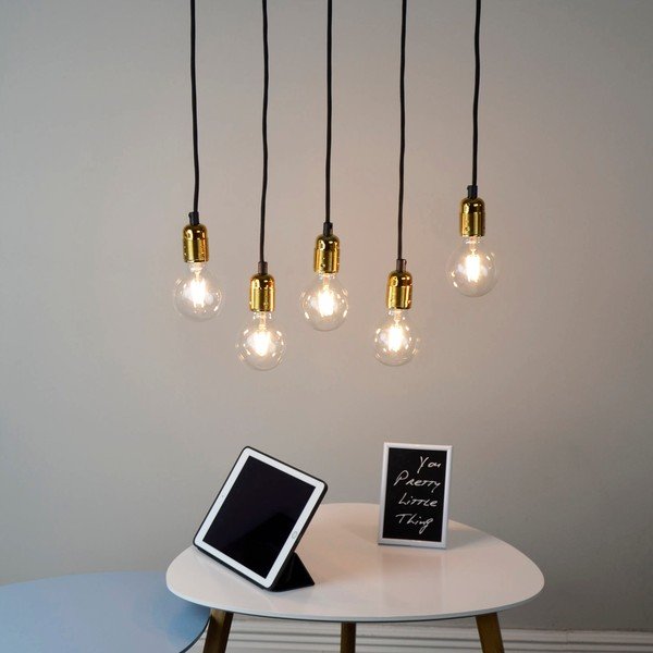 Черна висяща лампа с пет рамена и златни детайли Uno - Sotto Luce-image-1