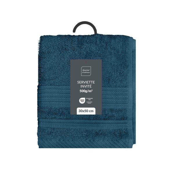 Тъмносиня памучна кърпа от тери 30x50 cm Tendresse – douceur d'intérieur-image-4