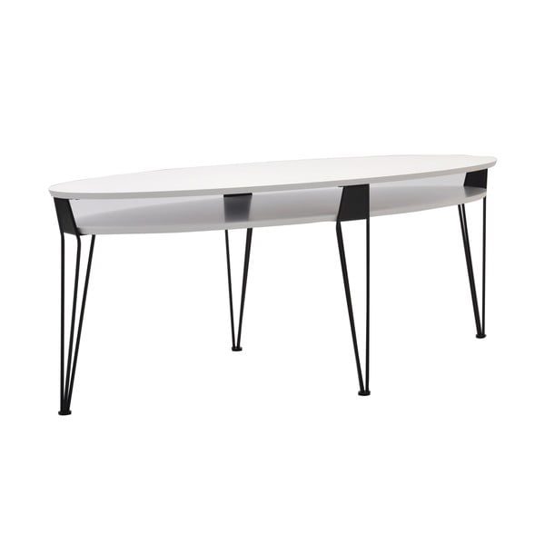Bílý konferenční stolek s černými nohami RGE Ester, šířka 130 cm