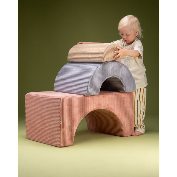 Розово велурено игрище от пяна 75x49x37 cm Rainbow Montessori – Wigiwama-image-2