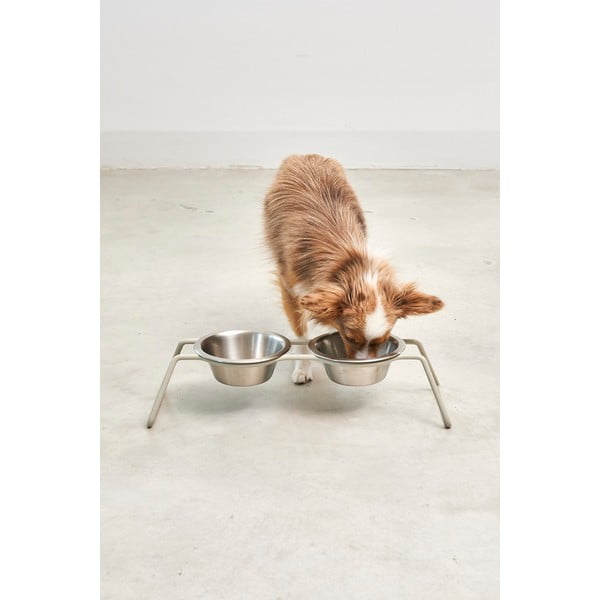 Комплект купички с основа за куче от неръждаема стомана Cena Greige M – MiaCara-image-4