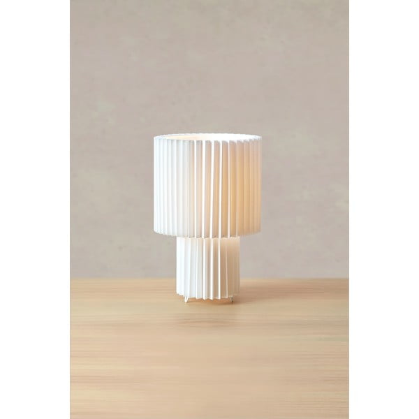 Бяла настолна лампа с текстилен абажур (височина 32 cm) Catis – Markslöjd-image-1