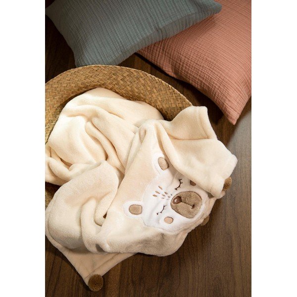 Бежово памучно бебешко одеяло 75x120 cm Teddy - Mijolnir-image-2