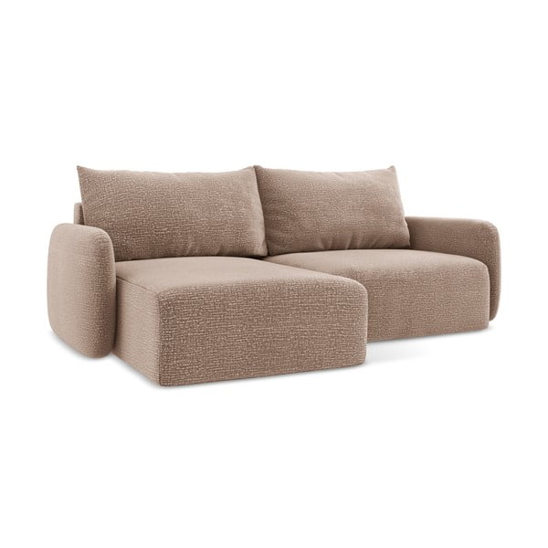 Светлокафяв разтегателен ъглов диван с място за съхранение (ляв ъгъл) Kalena – Makamii-image-1