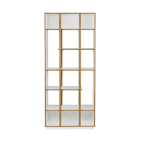 Бяла етажерка за книги от дъб 90x210 cm Newbury - Woodman