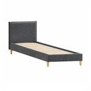 Тъмносиво единично тапицирано легло с включена подматрачна рамка 90x200 cm Tina – Ropez