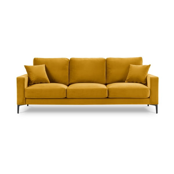 Жълт кадифен диван , 220 см Harmony - Kooko Home