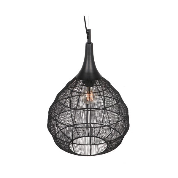 Матово черно висящо осветително тяло с метален абажур Soraya – Trio-image-1