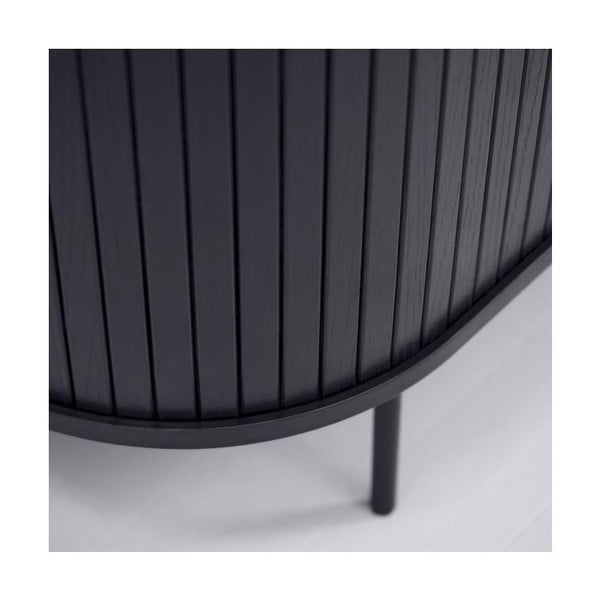 Черна телевизионна масичка от дъб 56x180 cm Nola - Unique Furniture-image-2