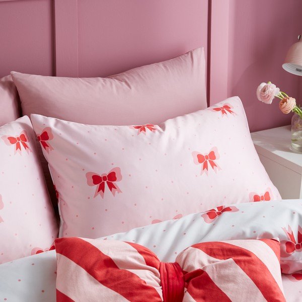 Розово единично  спално бельо 135x200 cm Dotty Bows – Sassy B-image-3