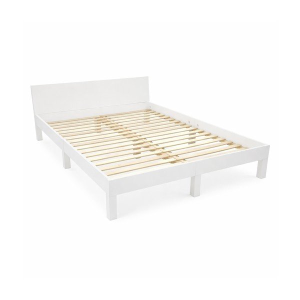 Бяло двойно легло от букова дървесина с решетка 140x200 cm Dabi - Ragaba