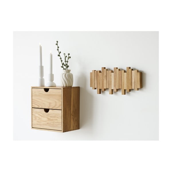 Стенна закачалка от масивен дъб в естествен цвят 3 cm Caltra – House Nordic-image-2