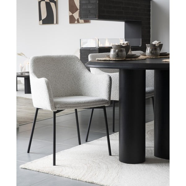 Бял тапициран трапезен стол с подлакътници Melilla – House Nordic-image-1