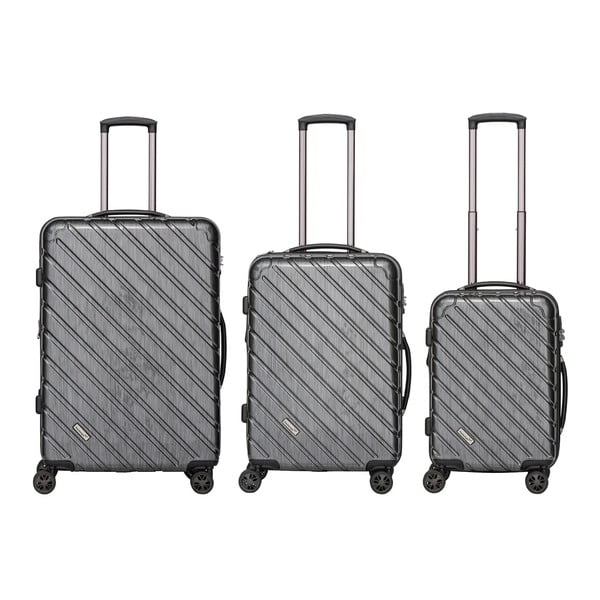Sada 3 tmavě šedých cestovních kufrů Packenger Premium Koffer