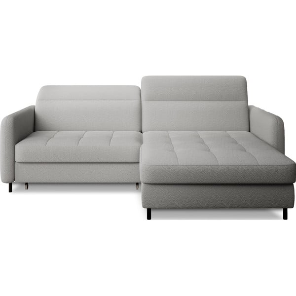 Сив разтегателен ъглов диван с място за съхранение от букле (десен ъгъл) Gomsi – ELTAP