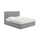 Сиво тапицирано двойно легло с място за съхранение и включена подматрачна рамка 160x200 cm Thessa Bold Line – Bonami Selection