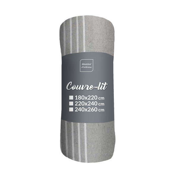 Сиво покривало за легло 240x260 cm Adele – douceur d'intérieur