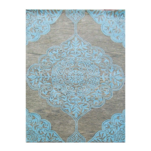 Ručně tuftovaný modrý koberec Kirman, 183x122 cm