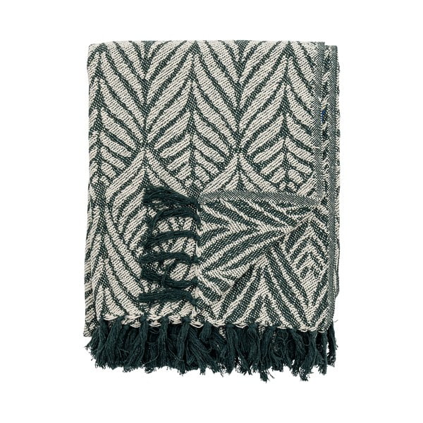 Зелено/бежово одеяло от рециклиран памук 130x160 cm Ugento – Bloomingville-image-4