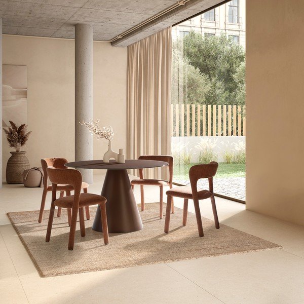 Кръгла трапезна маса със стъклен плот ø 120 cm Vida – MOME-image-1