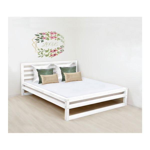 Бяло дървено двойно легло DeLuxe, 190 x 160 cm - Benlemi