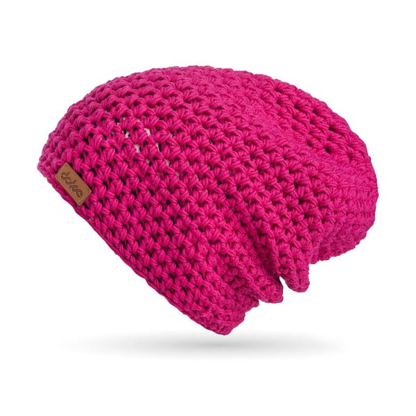 Розова ръчно плетена шапка от мериносова вълна - DOKE