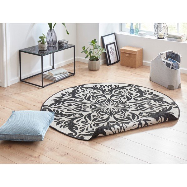 Черно-кремав килим за открито , ⌀ 200 cm Madrid - NORTHRUGS-image-1