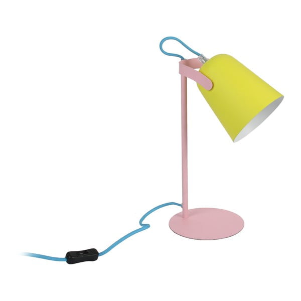 Жълто-розова настолна лампа със син кабел Mezzo - Le Studio