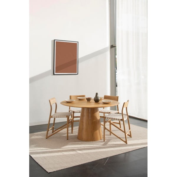 Трапезен стол от масивна дъбова дървесина с бяла седалка Fawn - Gazzda-image-2