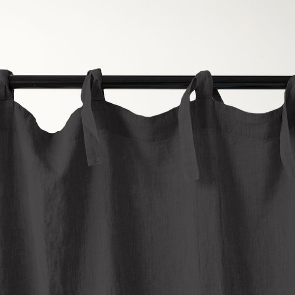 Тъмносива ленена завеса с примки Night Time, 250 x 140 cm - Linen Tales-image-2